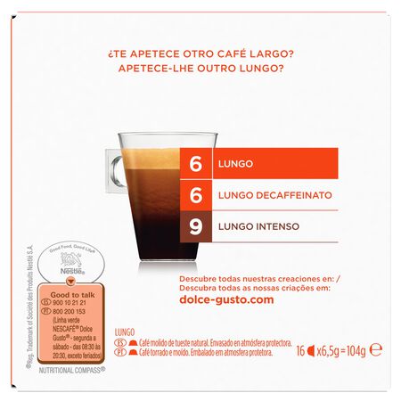 Café nescafé Dolce Gusto Lungo 16 cápsulas intensidad 6