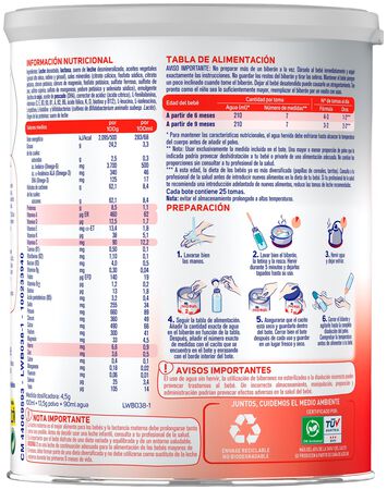 Leche continuaci&oacute;n en polvo Nidina 2 Nestl&eacute; desde 6meses 800g
