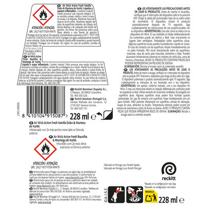 Ambientador recambio active fresh vainilla dulce y manteca de karite Airwick 228 ml