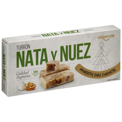 Turr&oacute;n de nata y nueces Alipende 250g