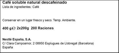 Café soluble descafeinado Nescafé 2x200g