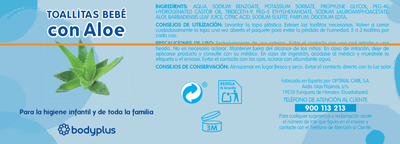 Toallitas beb&eacute; Bodyplus aloe pack 3 80 unidades