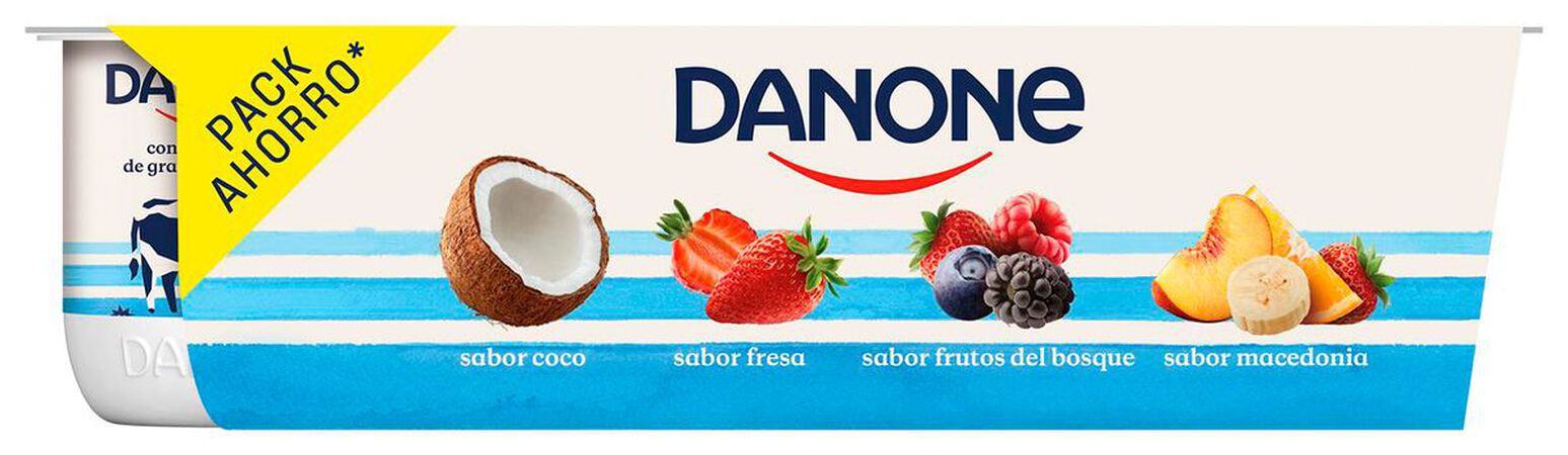 Yogur Danone pack 8 fresa coco macedonia frutos bosque