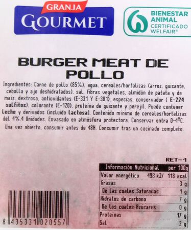 Burger meat de pollo Gourmet pack 4 de 80g