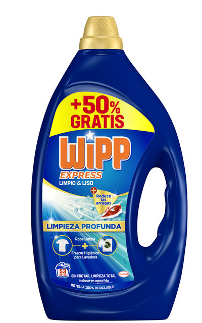 Detergente líquido Wipp Express 35+18 Lavados Limpio&Liso