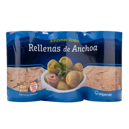 Aceitunas rellenas de anchoa Alipende 150g pack 3