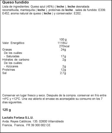 Queso crema de queso azul Président 125g