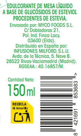 Edulcorante stevia liquido Alipende 150 ml