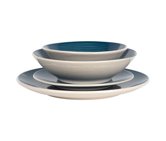 Vajilla Gres Hermann Miller 18 Pzas Vitrificada Spiral Blue