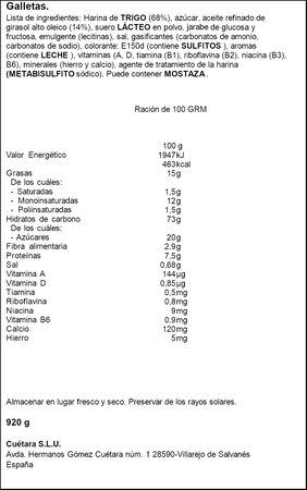 Galletas original Tostarica Cuetara 760 + 160gr 