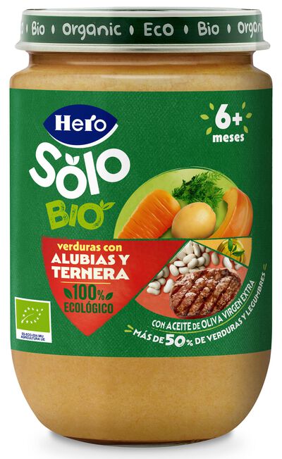 Tarro Hero Solo Bio verduras con alubias y ternera 190g