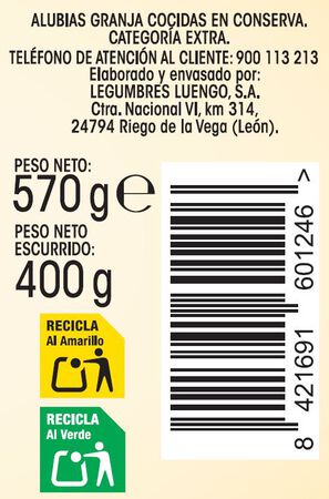 Alubia granja cocida Alipende 400g