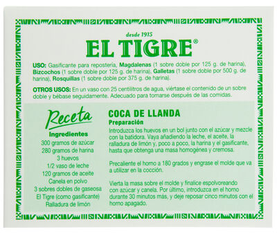 Gasificante para repostería El Tigre 8 sobres
