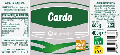 Cardo sin gluten Alipende tarro de cristal 400g