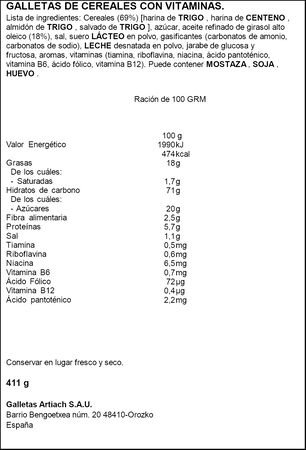 Galleta formato familiar Dinosaurus Artiach 411g