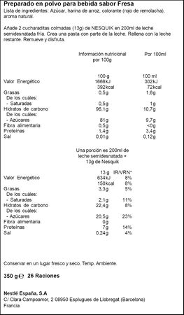 Cacao sabor fresa Nesquik 350g