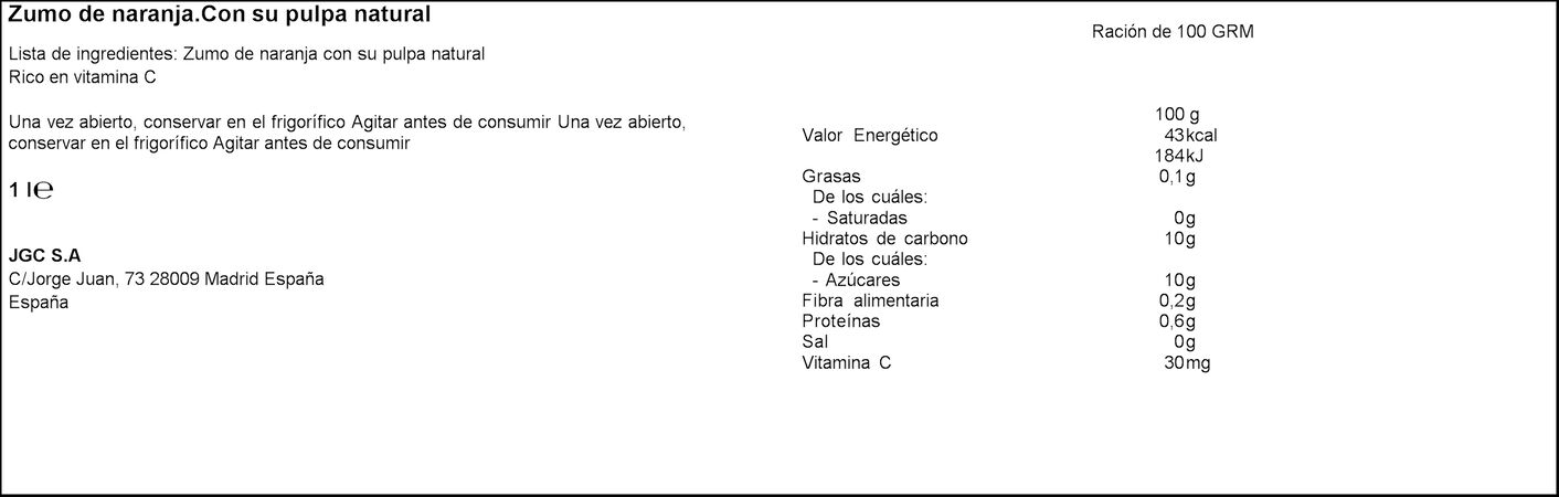 Zumo de naranja con pulpa exprimido Don Simón 1l