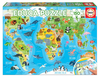 Puzzle mapamundi animal Educa Borras 150u