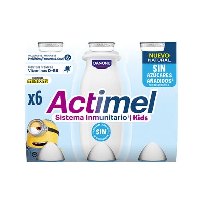 Actimel natural sin az&uacute;cares a&ntilde;adidos pack kids de 6x100g