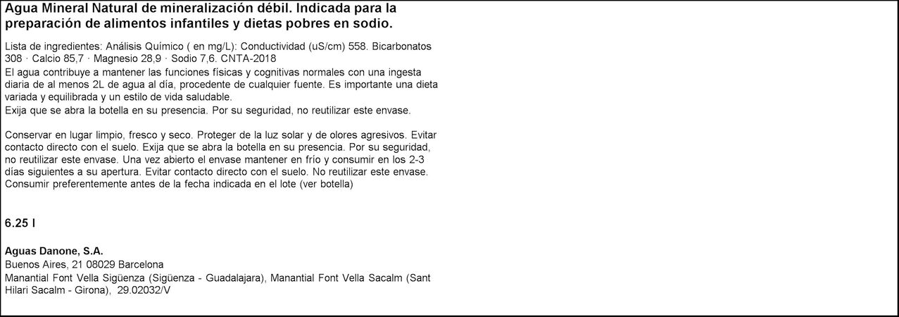Agua Font Vella 6,25l