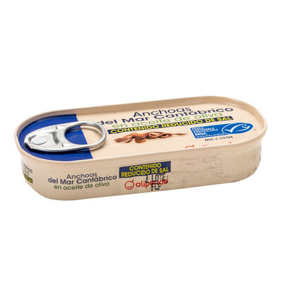Filete anchoa en aceite de oliva bajo en sal Alipende 28g