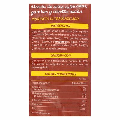 Revuelto de setas y gambas Congelados de Navarra 450g