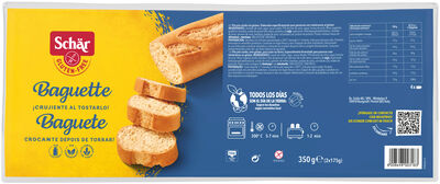 Baguette Schär crujiente tras tostar sin gluten 2 uds 350g
