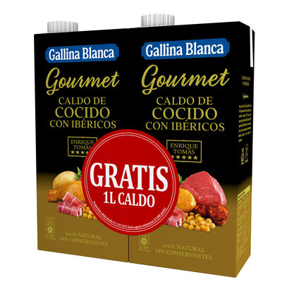 Caldo gourmet de cocido con ibéricos Enrique Tomás pack 2 Gallina Blanca 1l