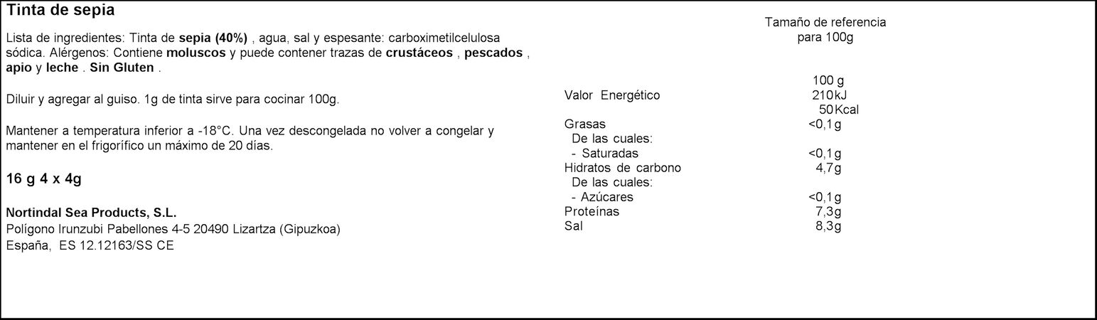 Tinta de sepia Nortindal pack 4x4g congelada