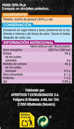 Patatas fritas Alipende 100g paja