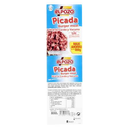 Carne picada mixta cerdo y vacuno ElPozo 800g