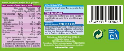 Huevos de gallinas sueltas en el gallinero Alipende 12u "clase m"