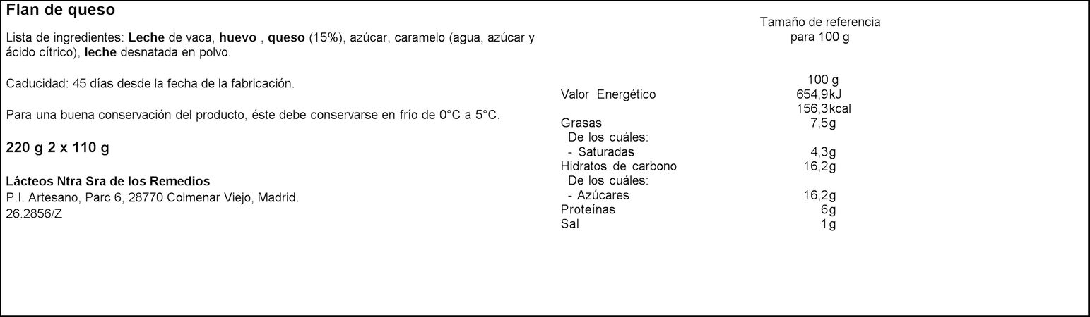 Flan de queso La Colmenareña 220g