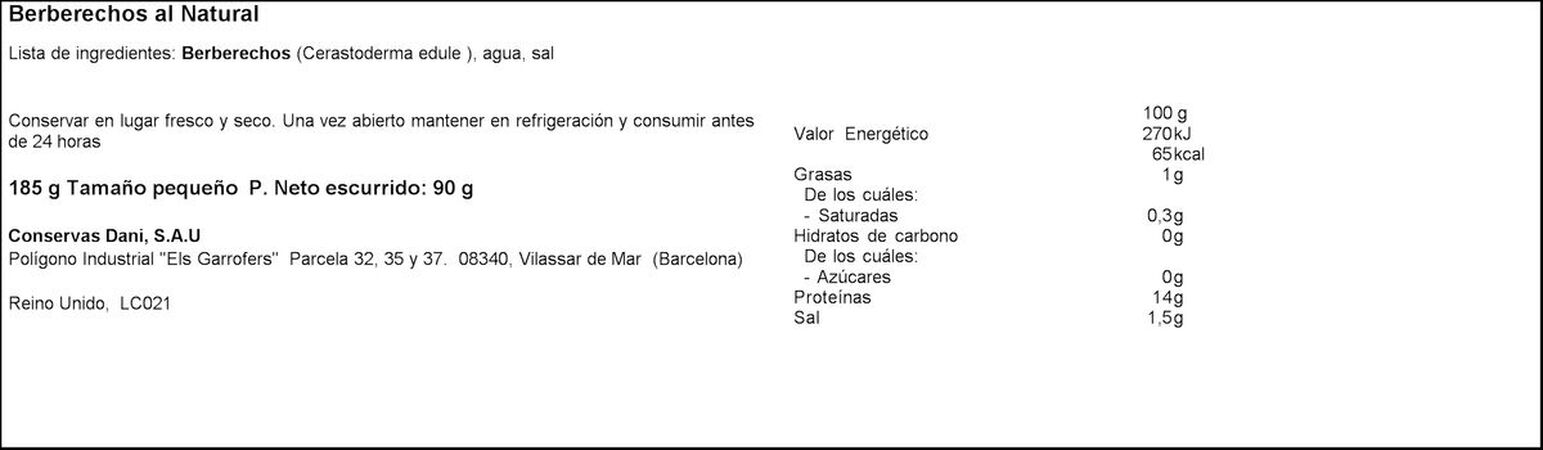 Berberechos Dani 90g en bote