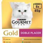 Comida h&uacute;meda para gato Gourmet Gold Doble Placer pack surtido 8x85g