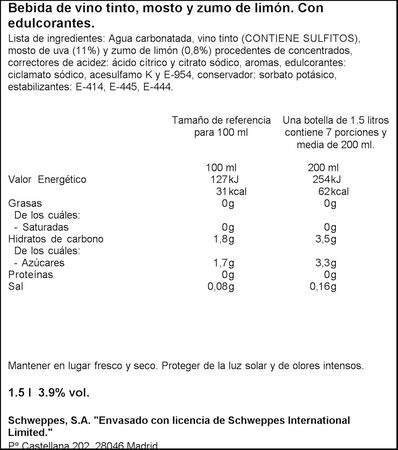 Tinto de verano La Casera 1,5l limón