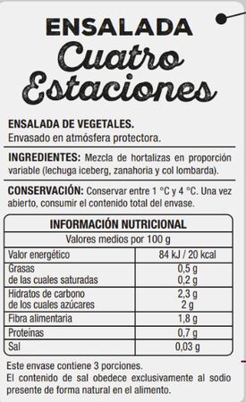 Ensalada cuatro estaciones Alipende 250g