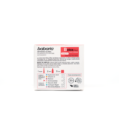 Crema facial Babaria 50ml efecto botox