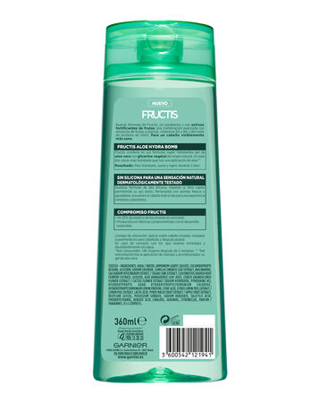 Champú fortificante Fructis 360ml aloe hydra bomb sin siliconas