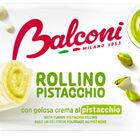 Pastelito rollino cubierto y relleno de crema de pistacho Balconi 222 g