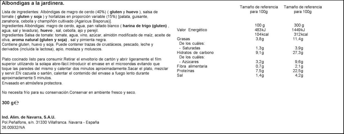 Albondigas a la jardinera Carretilla 300g