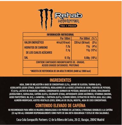 Bebida Energ&eacute;tica Monster Energy Rehab Peach 500ml Lata