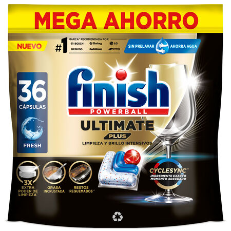 Detergente en capsulas para lavavajillas Finish 36 unidades Ultimate Plus