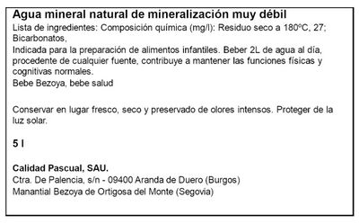 Agua en botella de 5 litros Bezoya