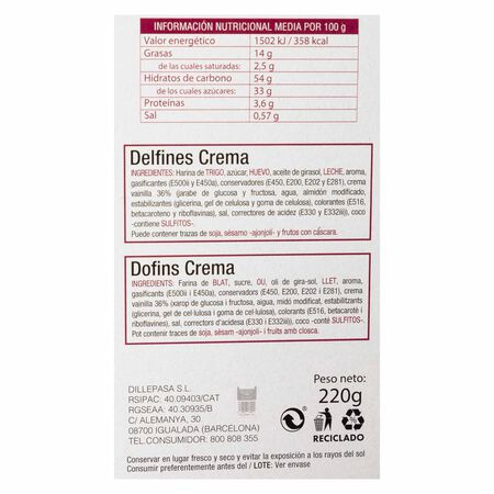 Delfines de crema pastelería artesana 240g