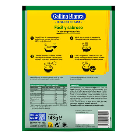 Tallarines deshidratados parmesana Gallina Blanca 143g