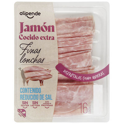 Jamón cocido finas lonchas reducido en sal Alipende 200g
