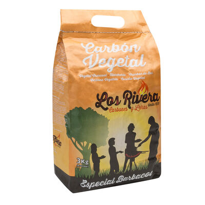 Carb&oacute;n vegetal Los Rivera 3kg barbacoa