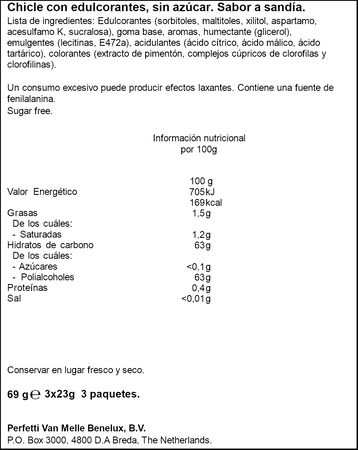 Chicles sin azúcar sabor sandía Trident Senses P3