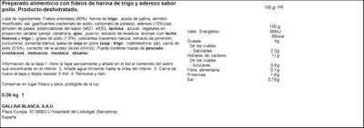 Fideos orientales pollo Gallina Blanca yatekomo 60g